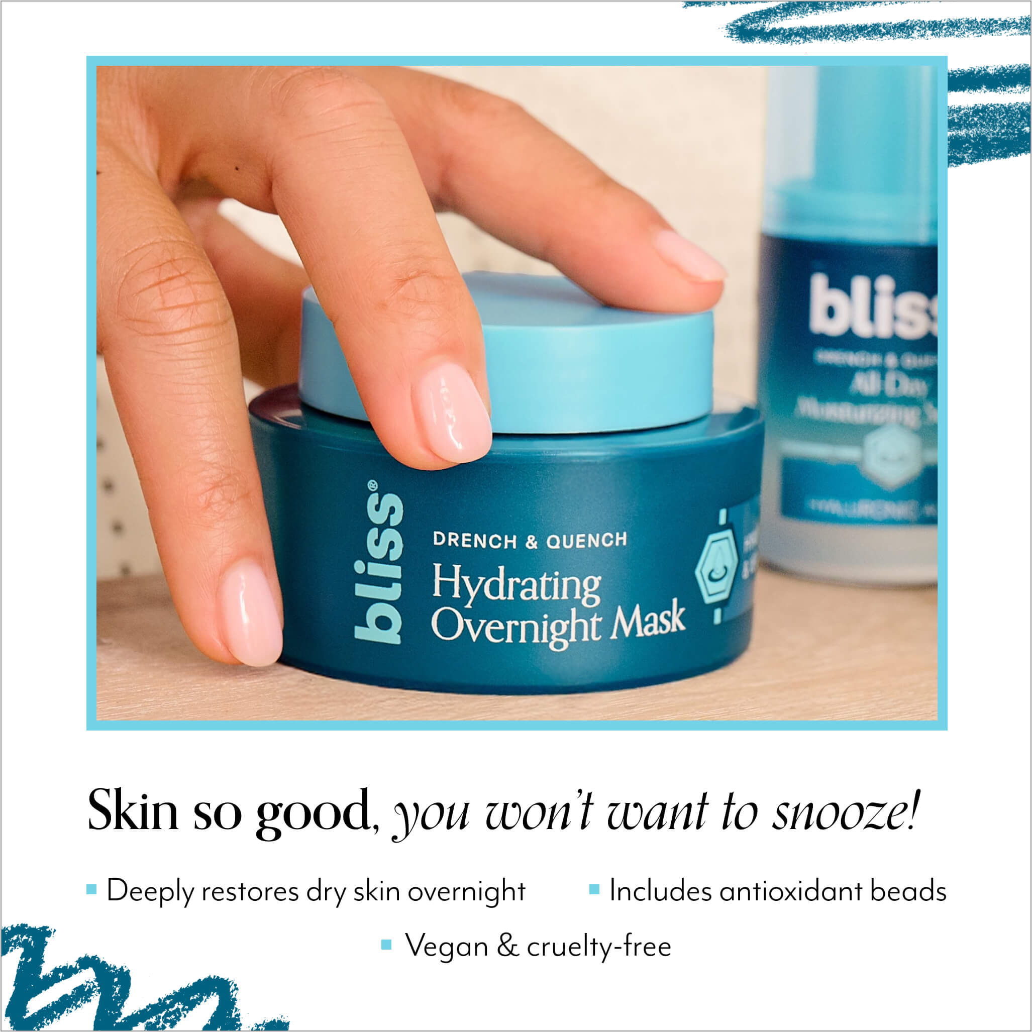 Drench & Quench Hydrating Overnight Mask with Hyaluronic Acid & Vegan Collagen